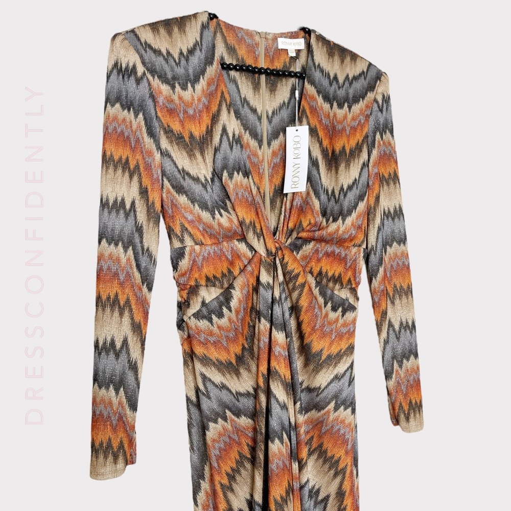 RONNY KOBO Stormy Knit Maxi Dress - Orange & Brown - Picture 10 of 12